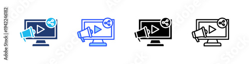 Video Viral Multi Style Icon Set Vector 
