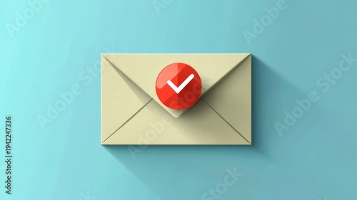Delivered and confirmed red tick marks indicate successful mail envelope transit and verification.