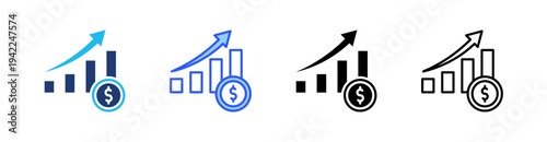 Finacial Multi Style Icon Set Vector 