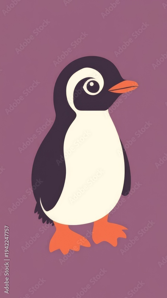 Fototapeta premium Majestic penguin with striking black and white facial markings standing proudly penguin's distinct black and white face.
