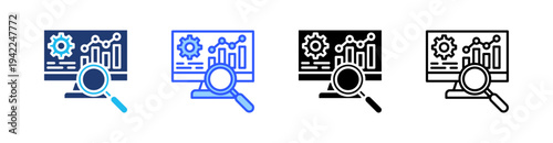Monitoring Multi Style Icon Set Vector 