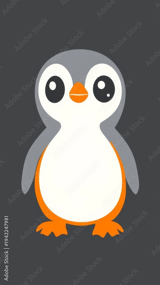 Obraz premium Adorable penguin with enormous expressive eyes and distinctive large nose on snowy landscape.