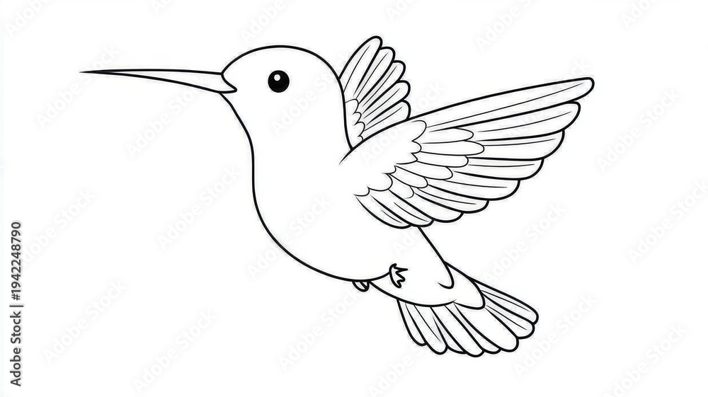 Naklejka premium Delicate hummingbird coloring page for artistic expression and relaxation intricate floral designs.