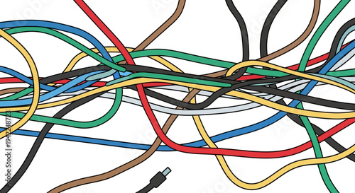 Tangled Electrical Cables Closeup.