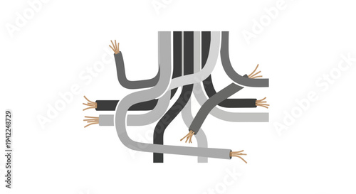 Tangled Network Cables Illustration.
