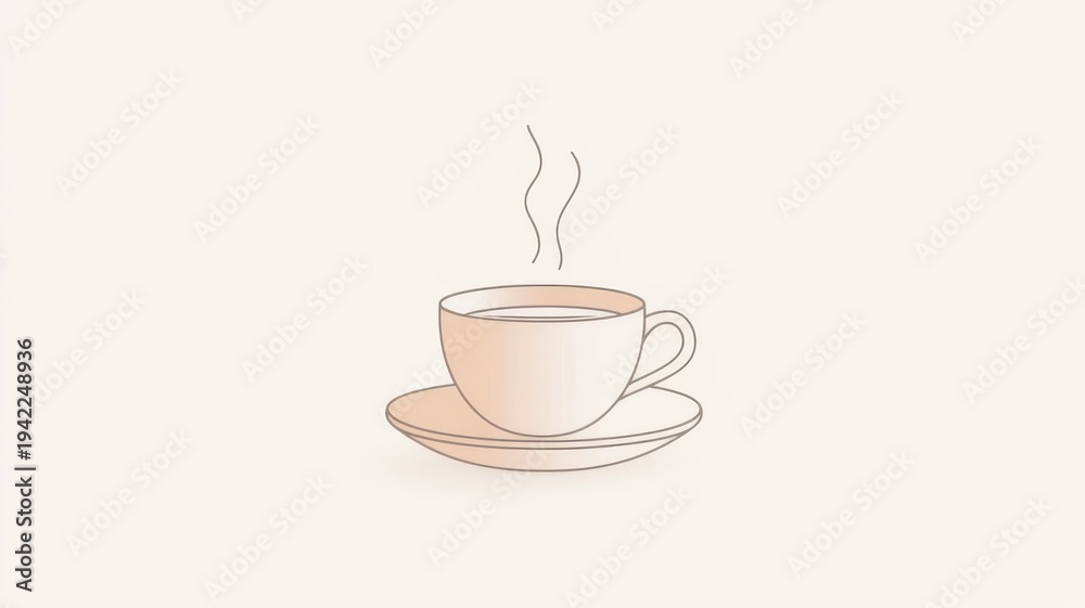Fototapeta premium A steaming cup of freshly brewed coffee placed elegantly on a clean white background for display.