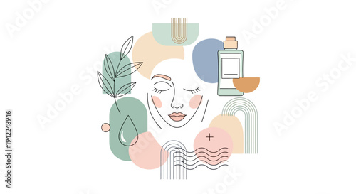 Woman Face Beauty Products.