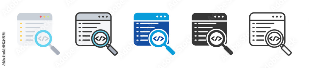 Fototapeta premium code review icon set multi style various collection