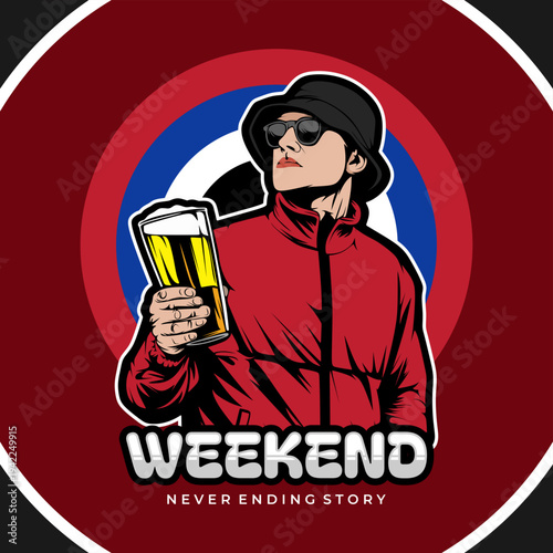 hooligan ultras casual football fans with beer vector illustration design