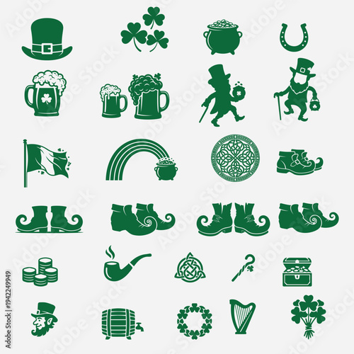 Green St Patricks Day vector illustration pack