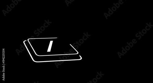 Keyboard slash key icon graphic illustration being pressed by a dark silhouette human finger indicating division input or calculation function .