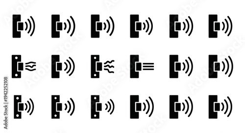 Collection of mobile phone signal icons displayed in a grid pattern on a clean interface