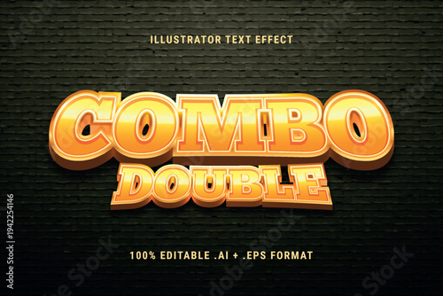 Orange color combo double text effect with editable illustrator style