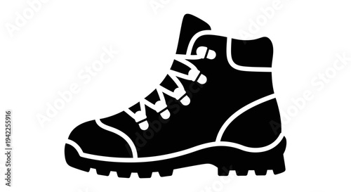 Black Hiking Boot Shoe.