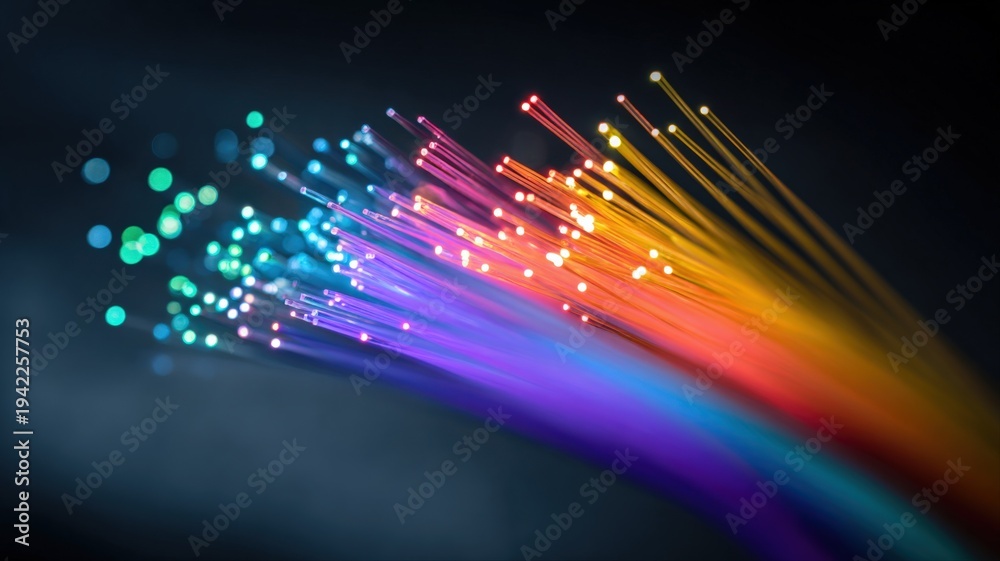 Obraz premium Fiber Optic Cables Transmitting Data Signals Through High-Speed Network Technology for Modern Communication