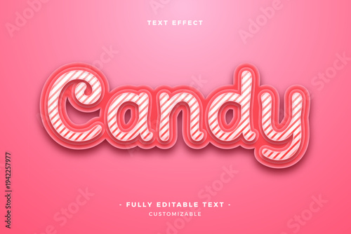 Pink color candy word text effect with fully editable and customizable 3D style