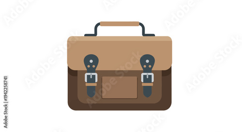 Brown Leather Briefcase Illustration.