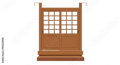 Brown Wooden Shoji Screen.