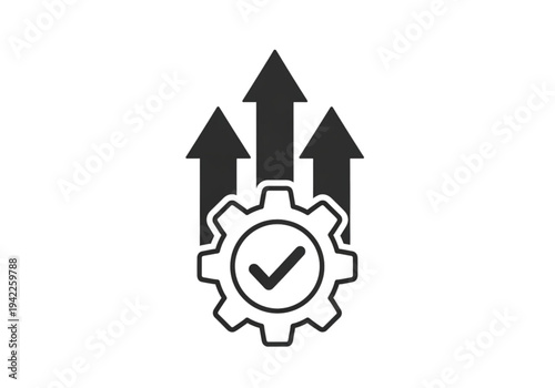Efficient process and business growth icon, solid pictogram for optimized workflow and successful production