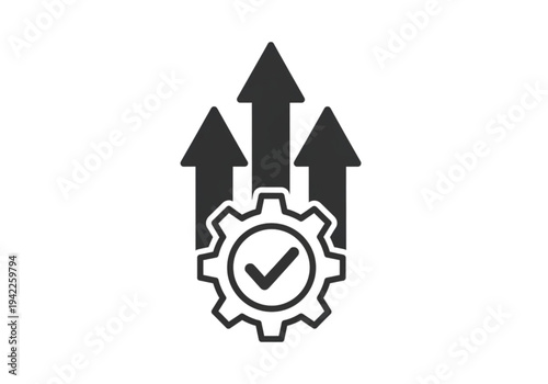 Efficient process and business growth icon, solid pictogram for optimized workflow and successful production