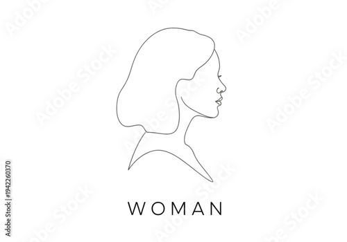Minimalist side profile of a woman with long hair, continuous line drawing for beauty, skincare, and salon concepts