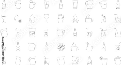 Collection of dotted line representing drinks and beverages liquid