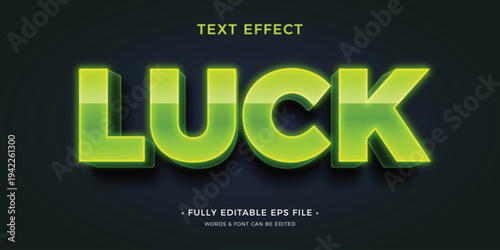 A green color 3D text effect with editable luck word style theme