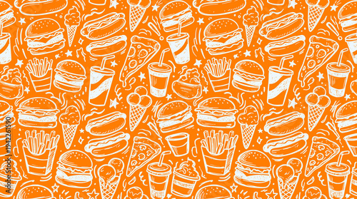 Seamless Fast Food Pattern