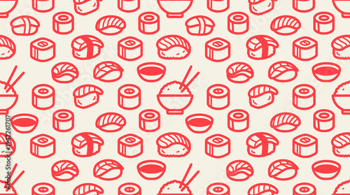 Delicious Japanese Sushi Food Pattern