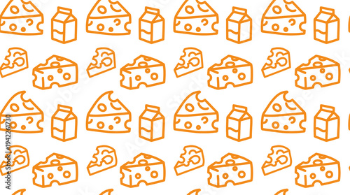 Orange Cheese and Milk Seamless Pattern