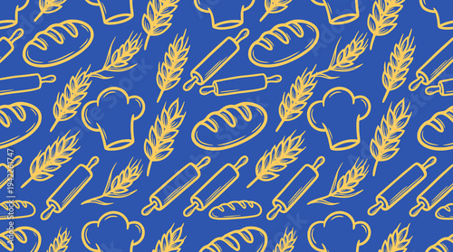 Artisan Bakery and Baking Seamless Pattern
