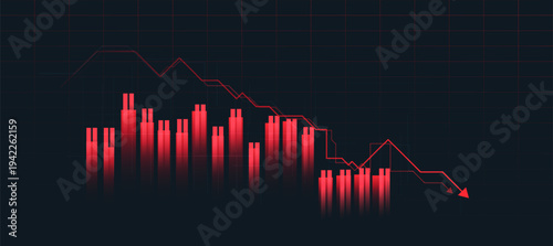 Business Financial Chart Showing Negative Growth, Recession, or Stock Market Crash