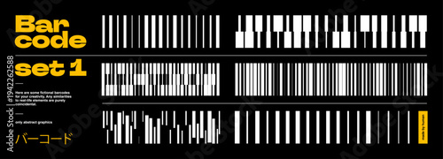 Barcode, Badge, and 13 Code Abstract Art for EAN Background with Bar and Binary Data. A Black and Brutalist Border for Packaging, Consumer Concept, and Digital Identification Through Vector.