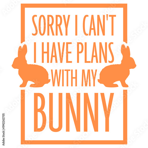 Sorry I Can't I Have Plans With My Bunny – the perfect excuse for every devoted bunny owner. Funny and relatable for anyone who genuinely prefers their rabbit's company over social obligations.