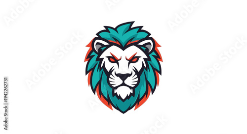 Colorful Lion Head Illustration.