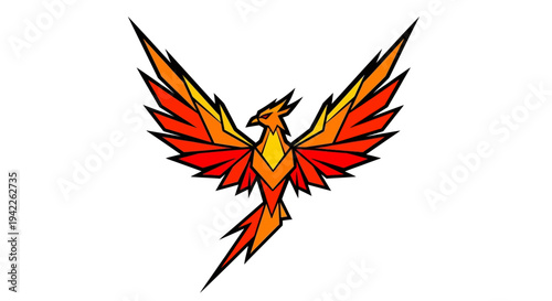 Colorful Phoenix Bird Flying.