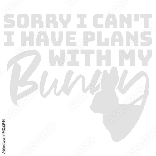 Sorry I Can't I Have Plans With My Bunny – the perfect excuse for every devoted bunny owner. Funny and relatable for anyone who genuinely prefers their rabbit's company over social obligations.