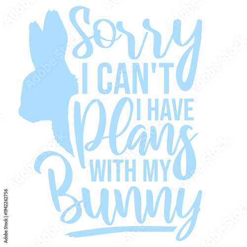 Sorry I Can't I Have Plans With My Bunny – the perfect excuse for every devoted bunny owner. Funny and relatable for anyone who genuinely prefers their rabbit's company over social obligations.
