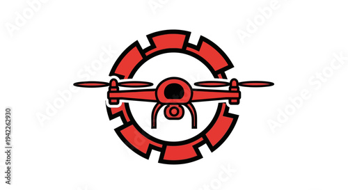 Drone Red Gear Icon.