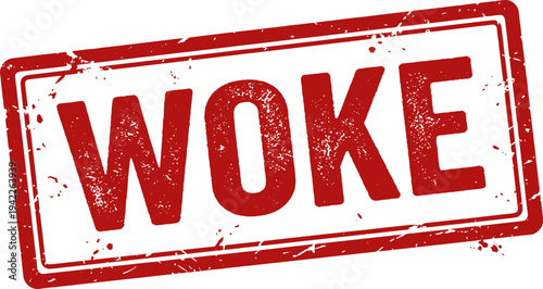Vector illustration of the word Woke in red ink Square Rubber stamp
