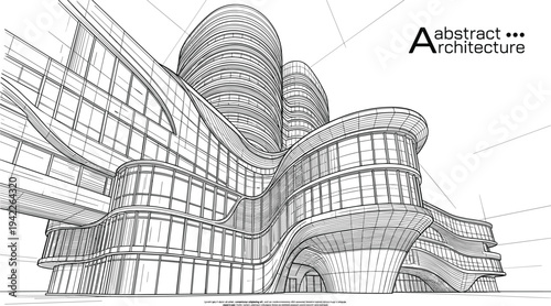 Futuristic organic architectural complex featuring fluid parametric curves, ribbon-style glass facades, and cylindrical high-rise towers.