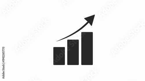 Business graphs and charts icons, Growing graph set. Business chart with arrow. Growths chart collection. Profit growing symbol. Progress bar, silhouette icon for growth, business, finance, analytics
