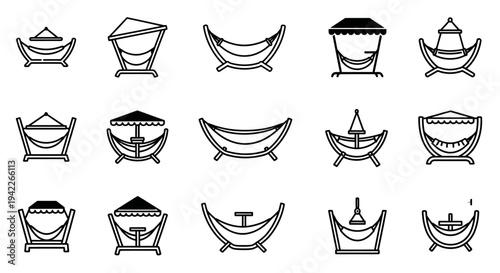 Collection of Boat Illustrations Showcasing Various Designs and Shapes in Simple Line Art Style