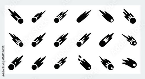Collection of Rocket Silhouettes Against White Background from Various Angles