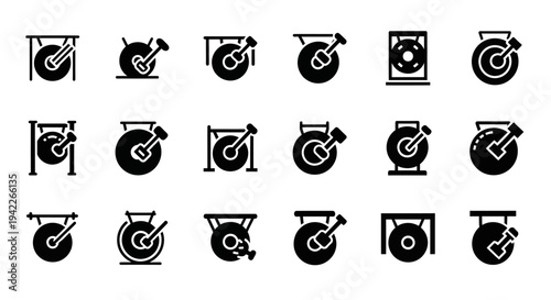 Collection of diverse camera icons displayed in a grid pattern on a simple white background from a straightforward viewpoint