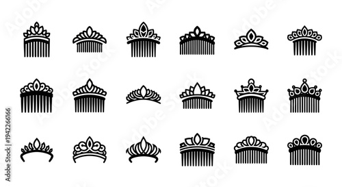 Collection of various crown illustrations displayed in a grid arrangement, showcasing different designs and styles