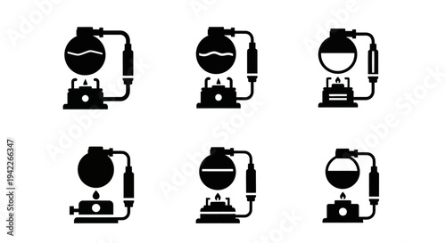 Collection of Industrial Tank Silhouettes with Various Liquid Levels and Piping Systems
