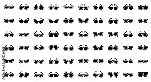 A grid of sixty identical black butterfly silhouettes on a plain white background viewed from directly above