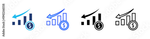 Crisis Economy Multi Style Icon Set Vector 