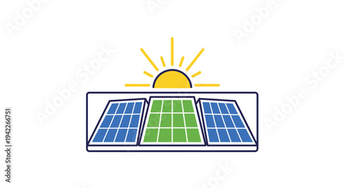 Solar Panel with Green Space and Sun.